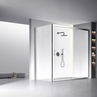 Боковая панель Veconi KP-13, 1100х1950 , хром, стекло прозрачное